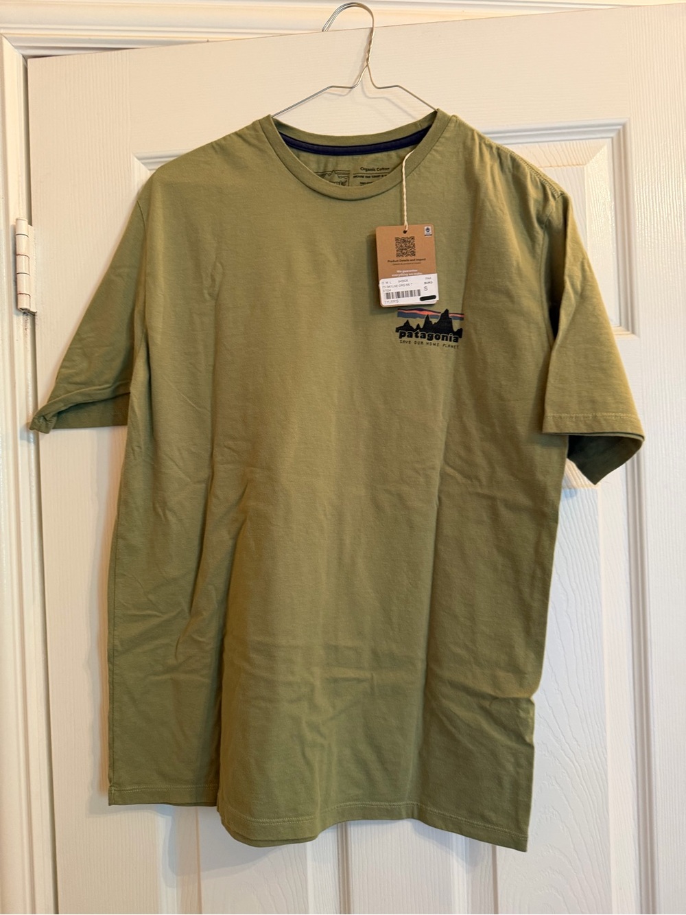 Patagonia Olive Green Short-Sleeve Crew Tee with Chest Logo